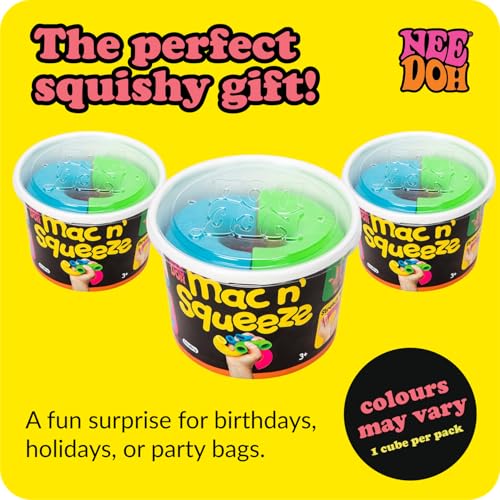 Image of Schylling NeeDoh Mac 'N' Squeeze - Sensory Squeeze Toy - Contains 4 Squishy Noodles - 3 inch Wide - Color May Vary (Pack of 1)