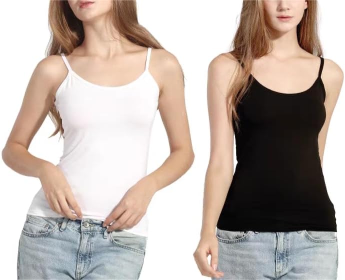 Women's Camisole Modal Tank Top Spaghetti Strap Undershirt, Pack of 2 - Image 5