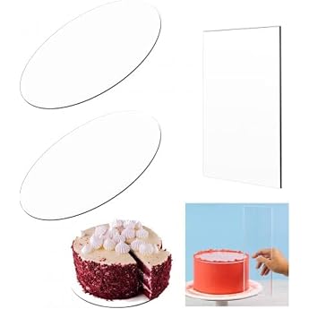 Zimoer 2 Round Cake Plates 21 cm Acrylic Cake Bases Cake Board Acrylic Cake Plates Cake Plates Transparent Cake Boards