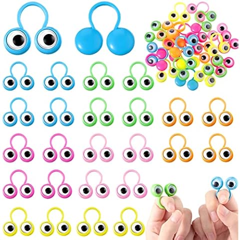 Suilung 24 Stück Auge Fingerpuppen Kulleraugen Ringe Kunststoff Augapfel Ring Spielzeug Wackelig Augapfel Fingerpuppe Ringe Cover