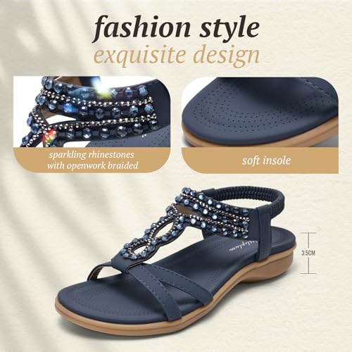 Image of Littleplum Womens Sandals Comfort Arch Support Sandals Summer Walking Shoes Casual Ankle Elastic Flip Flops Shoes