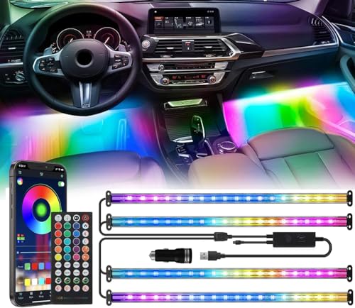 Image of 72 LED USB Interior Car Strip Lights Dream Color RGB-IC 12V DC with App RF Remote Control Multicolor Footwell Under Dash Chasing Inside Light Kits Music Sync Mode LED Lights for Cars Truck ATV UTV