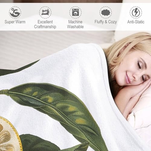 Couverture micro polaire citron 150cm pour lit et canapé