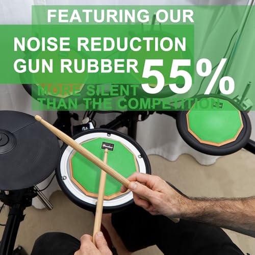 Silent drum practice pad double face 20,3 cm vert avec baguettes