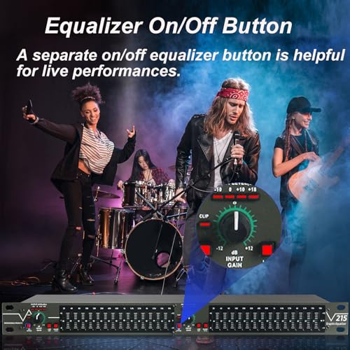 Ecualizador Estéreo Dual de 15 Bandas, Controlador Digital de Efectos de Audio, Ajuste de Ganancia, Botón de Encendido/Apagado Independiente por Canal, para Salas KTV y Home Theater miniatura 4