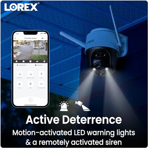 Image of Lorex 2K Pan-Tilt Indoor /Outdoor WiFi Security Camera - Home Security Camera with 360 View Auto-Tracking, Color Night Vision, Person Detection, and Warning Light /Siren - Surveillance Camera with App | - 2K Video with 360 Degree Pan and Tilt Coverage, Color Night Vision Plus Ir Night Vision, No Monthly Fees, IP66 Weatherproof
