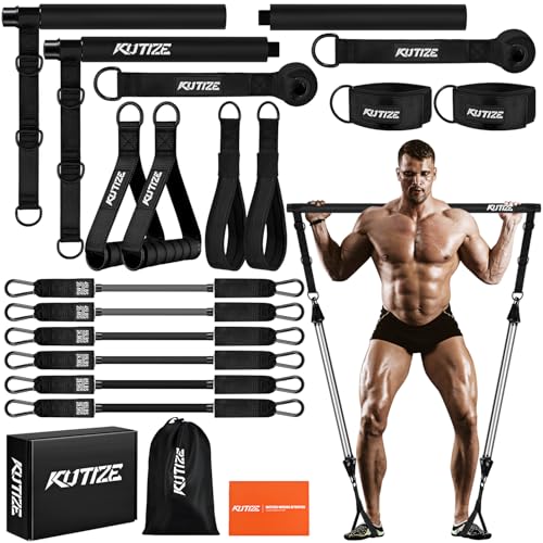 Image of KUTIZE Pilates Bar Kit with Resistance Bands, Heavy Duty Pilates Equipment for Men, Training Bands with Handles for Legs, Hip, Back, Arm, Abs, Chest, Shoulders, Portable Home Gym Workout Equipment
