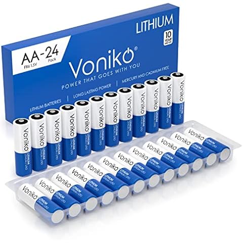 Voniko AA Batteries, 24 Pack 1.5V Lithium AA Batteries—High Performance Double A Long Lasting Battery for Flashlight, Toys, Remote Control, Alarm System (Non-Rechargeable) Cover