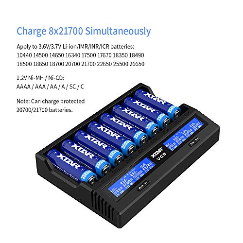 image for 8 Slots 18650 Battery Charger XTAR VC8 Charger USB C 3A Fast Charger 2