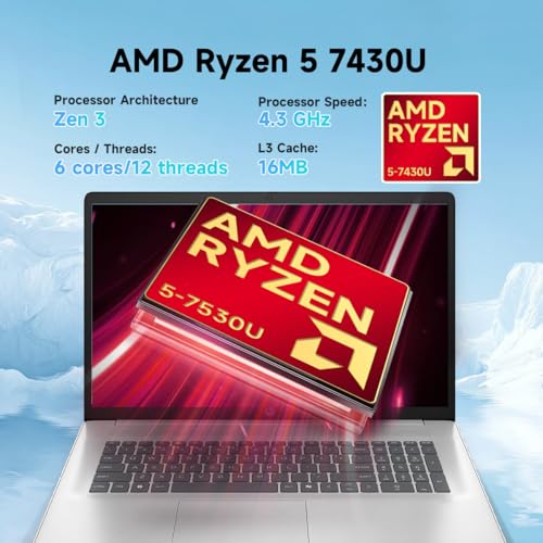 Image of HP Premium 17 inch Touchscreen Laptop, AMD Ryzen 5 7430U, 17.3 inch HD+ Touch Screen, 16GB RAM, 1TB SSD, WiFi 6, BT 5.4, Copilot, Windows 11 Pro, Laptop Computer for Work School Home Office Business