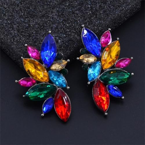 MALOYANVE Crystal Cluster Earrings Funky Punk Rock Small Round Rhinestone Angel Wings Statement Stud Earrings for Brides Bridemaids Wedding Jewelry Gifts for Women3