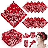 Cuffbow Red 12 Pcs Cotton Paisley Bandana Bulk 100% Cotton 22 x 22 Inch Bandanas Heart Pattern Headband for Party Women Men