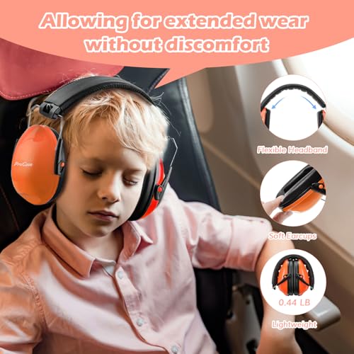 Image of ProCase Noise Cancelling Headphones for Kids Toddler, SNR 27dB Noise Reduction Ear Muffs, Hearing Protection for Monster Jam, Concerts, Fireworks, Shooting, Air Show, Autism Sensory Needs -Orange