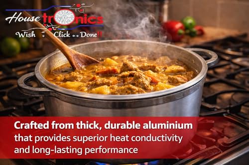 Housetronics 22cm Caribbean Dutch Pot, Heavy Aluminium Cooking Pot with Lid, Traditional Jamaican Style Saucepan, Capacity 3 Litre - Image 4