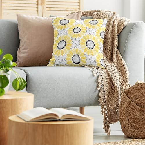 image for Ambesonne Yellow Throw Pillow Cushion Cover, Colorful Illustration of 