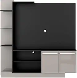Estante Home Theater com Suporte P/tv até 55'' Denver Multimóveis Preto/lacca Fumê