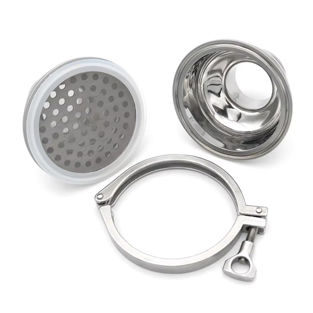 Válvula De Filtro Esférico De Malla 100, Acero Inoxidable 304 Pulido, Triple Abrazadera De 1,5 "2", Filtro De Tubo Sanitario for Elaboración De Cerveza, 1 Uds.(102x38)