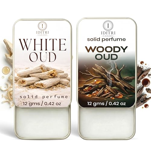 Image of Solid Perfume |Woody oud&White Oud Alcohol Free Wax Perfume Balm, Long Lasting | Pocket Tin 12g, Pack Of 2| Non Greasy Smooth Glide, Travel Friendly Unisex Gifts He Or Her