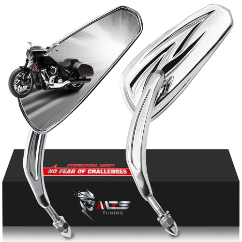 Image of MZS Motorcycle Rearview Mirors Compatible with Sportster Softail Road King Street Electra Glide Dyna Ultra Fat Bob Sport Low Rider 1982-2026, 8MM Touring Handlebar Rear View Side Mirror Blade Chrome