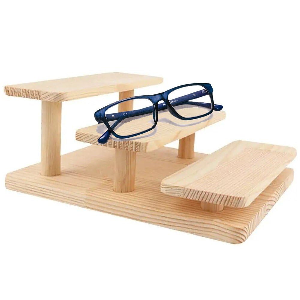 Estante para gafas con base estable de madera y exhibición vertical 1