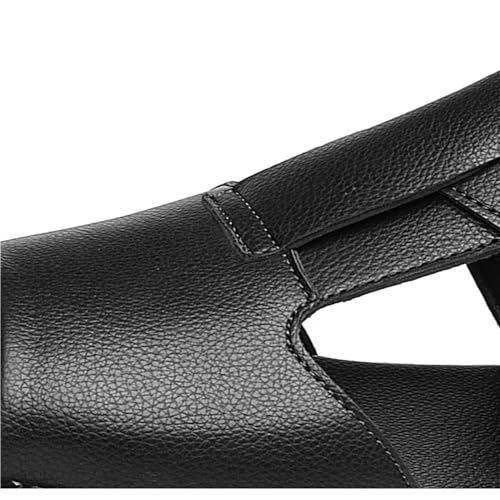 VOODUE Men Sandals Summer Men Shoes Open-Toed Trendy Platform Sandals Leather Casual Slippers Outdoor Beach Shoes (Color : Black, Size : 42 EU)4
