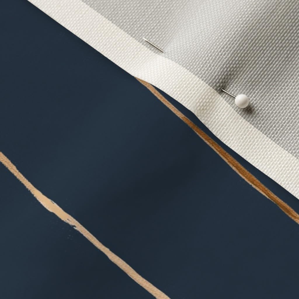 Spoonflower Fabric - Striped Minimalist Pin Stripe Thin Rose Gold Indigo Blue Navy Printed on Upholstery Velvet Fabric Fat Quarter - Upholstery Home Decor Bottomweight Apparel