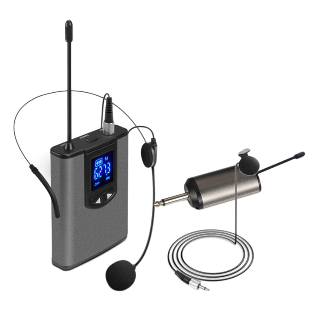 Micrófono Inalámbrico con Headset Transmisor Miniatura Pantalla LED Visible Material Metálico Resistente Adecuado para Clases