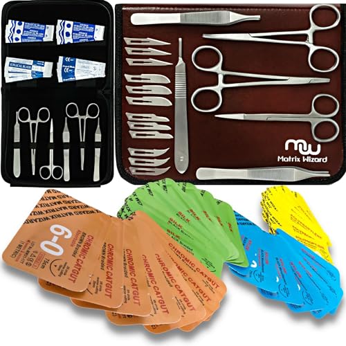 Matrix Wizard Sterile Sutures Thread With Needle Plus Tools: Extra Large Mixed Dissolvable And Non-Dissolvable Suture 47 Unit Set - Emergency Camping Hiking First Aid Demo, Surgical Wound Closure Training thumb #4