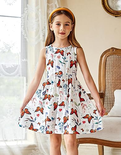 Arshiner Toddler Dress and Cardigan Girl Floral Print Sleeveless Sundress and Long Sleeve Shrugs Sets4