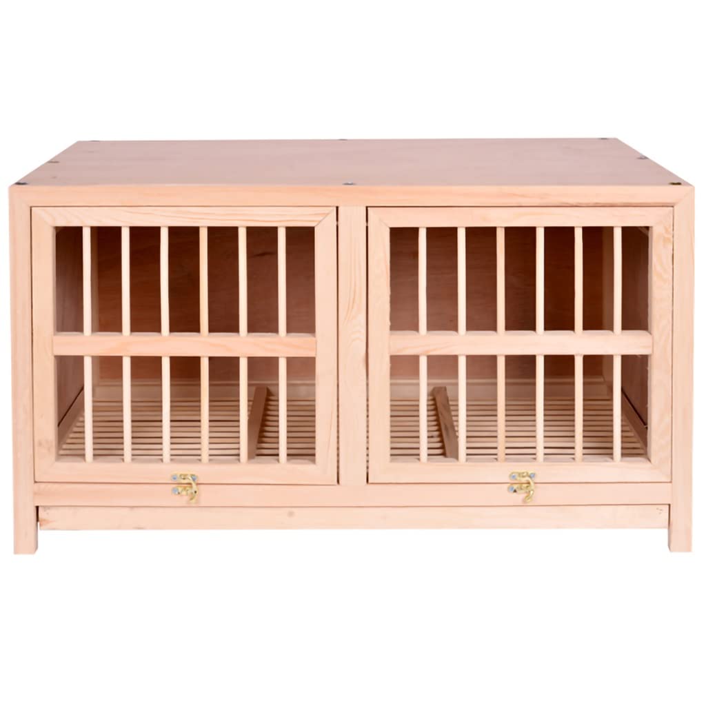 Qxdgoal Bird Cage Large Size Solid Wood Pigeon Pairing Cage, Indoor Pigeon Nest Box with Pull out Tray, Easy to Clean, Need to Install (Color : Natural, Size : 35.4IN*1)
