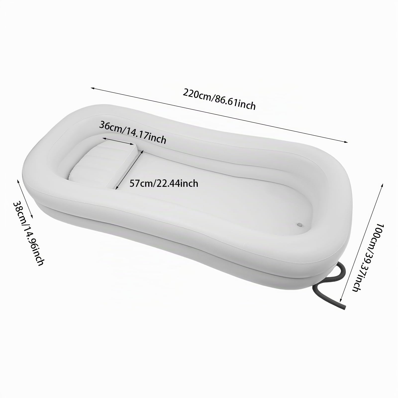 Vasca gonfiabile portatile per adulti - PVC doccia 130 W bianco - aria piscina casa spa