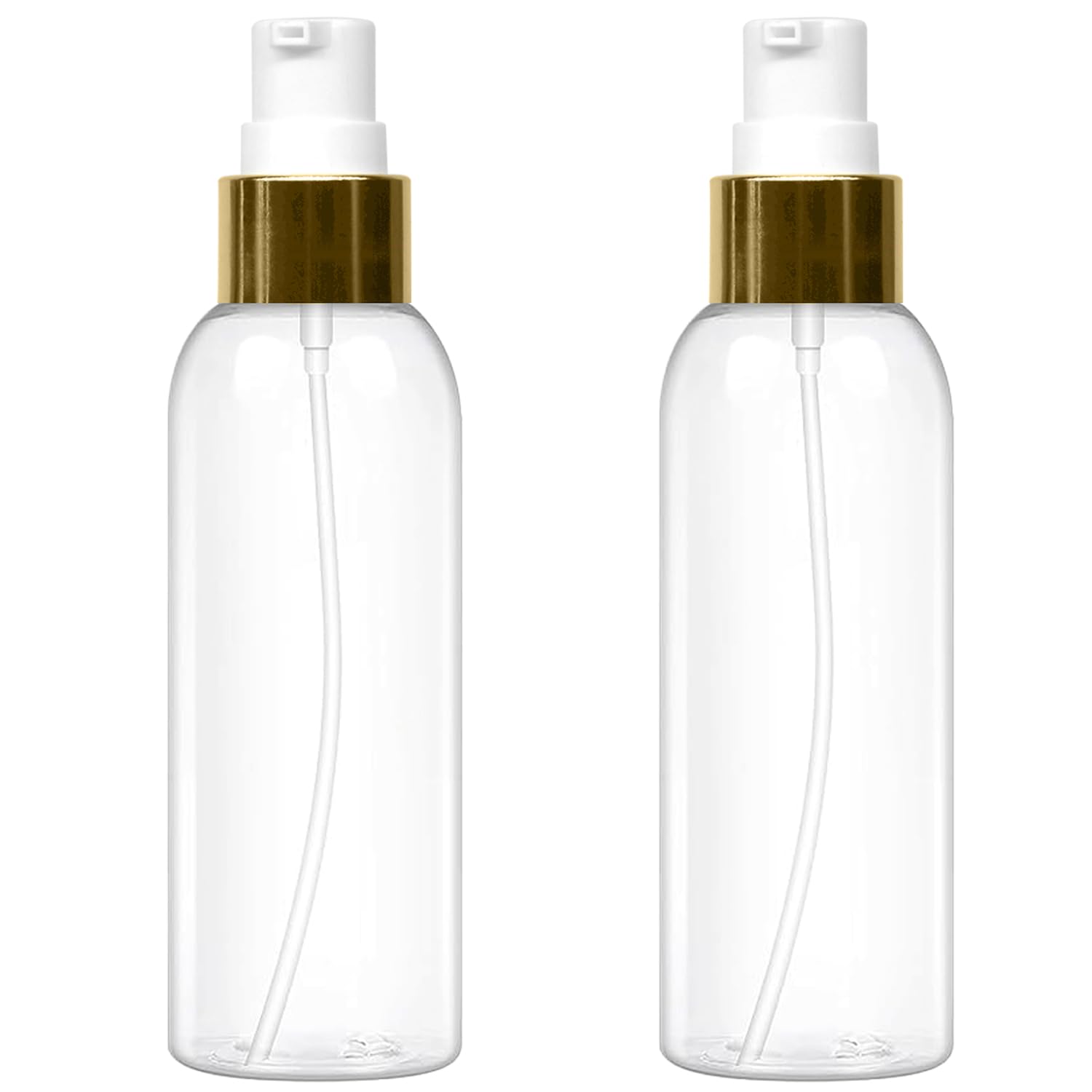 HUNCHA 100ml Lotion Bottles with Golden Pumps, Leak Proof, Empty Clear Refillable Cylinder for Shampoo, Moisturizer, Face Cream, Liquid Soap, Empty Travel Transparent Bottle, Golden Pump, Pack of 2-image-47