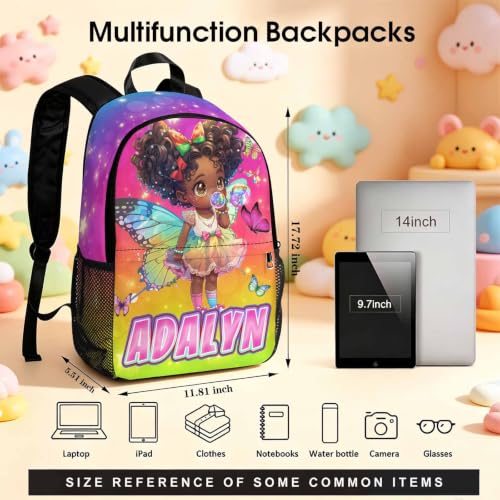 Image of Custom Backpack for Girls Kid Personalized Backpacks Back to School Set | Kids Customized Toddler Girl Backpack with Lunch Bag Book Bag Kindergarten Prek Preschool Birthday Gifts Shiny Little Girl