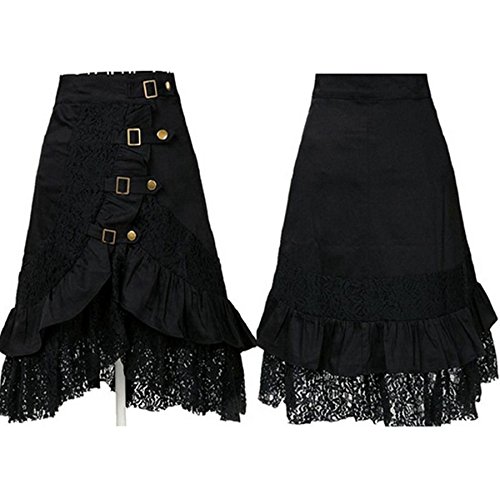 Women's Steampunk Gothic Clothing Vintage Cotton Black Lace Skirts2