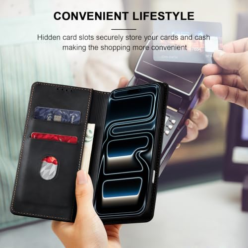 Image of Jasonyu Flip Wallet Case for iPhone 18 Pro /17 Pro,Black