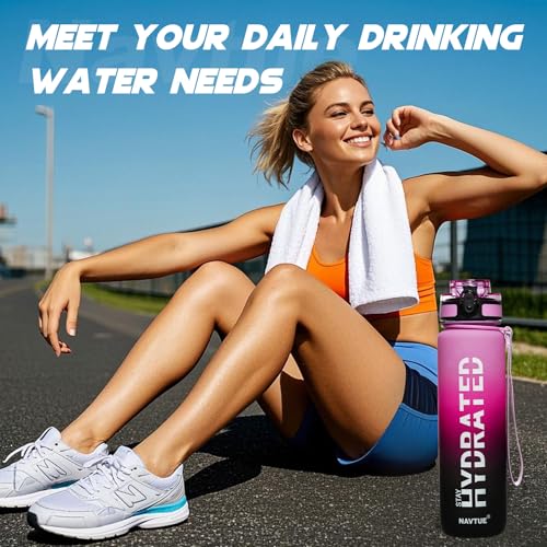Image of Water Bottle 32 oz Motivational Time Marker Tritan Bottle