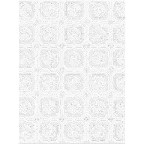 Graham and Brown 12011 Small Square Paintable Wallpaper Roll, White Cover