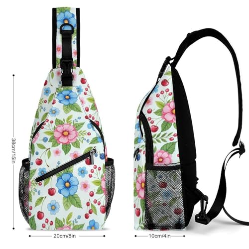 Lightweight Chest Shoulder Backpack, Chest Bag, Fashion Day Pack For Women And Men Floral Flowers2