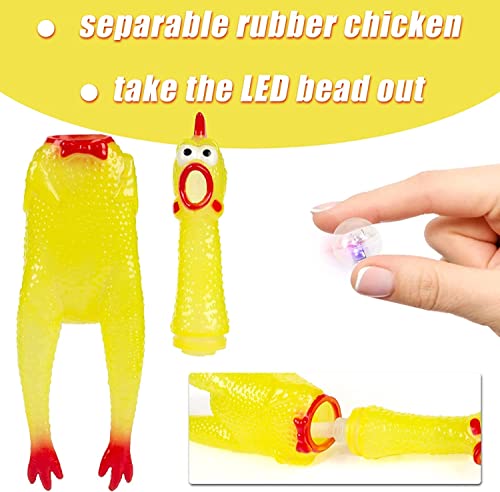 Poplay 15 Inch Flashing Screaming Chicken, Large Rubber Chicken Dog Toy Led Shining Squeaky Chicken For Chew Toy Stress Relief Practical Jokes #TOP3