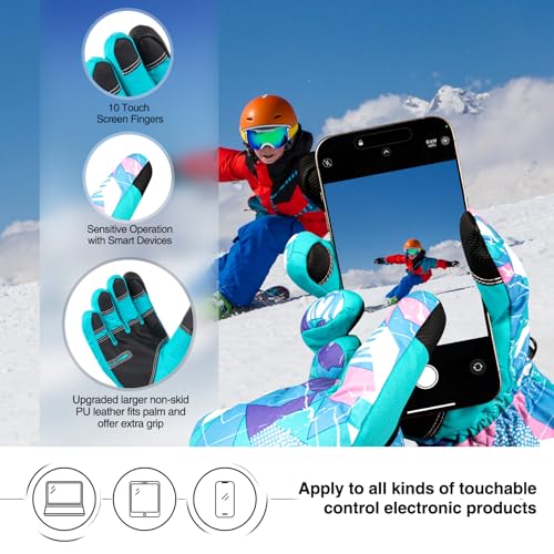 krosa -20℉ Winter Gloves for Men Women & Kids Made with 3M Insulation, 5-Layer Waterproof Snow Ski Gloves, 10 Touchscreen Finger Cold Weather Gloves