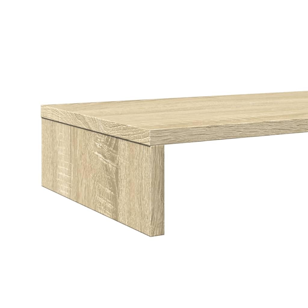Supporto per monitor, 100 x 27 x 10 cm, in legno di rovere Sonoma, per due monitor, supporto da scrivania per ottimizzazione ergonomica della postazione di lavoro
