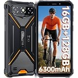 OUKITEL G3 Rugged Smartphone Unlocked -16GB+128GB/1TB TF 6” HD Display IP68/IP69K Rugged Android Phone, 6300mAh Battery 13MP Rear Camera Waterproof Cell Phones, 4G Dual Sim/3.5mm Jack/GPS/Face ID