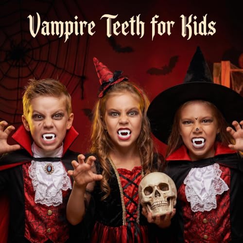 12 Pairs Halloween Vampire Teeth Fangs Fake Teeth with Adhesive Beads &Tweezers, 4 Sizes Reusable Vampire Teeth Halloween Costume Accessories Cosplay Horror Party Favors Masquerade - image 4