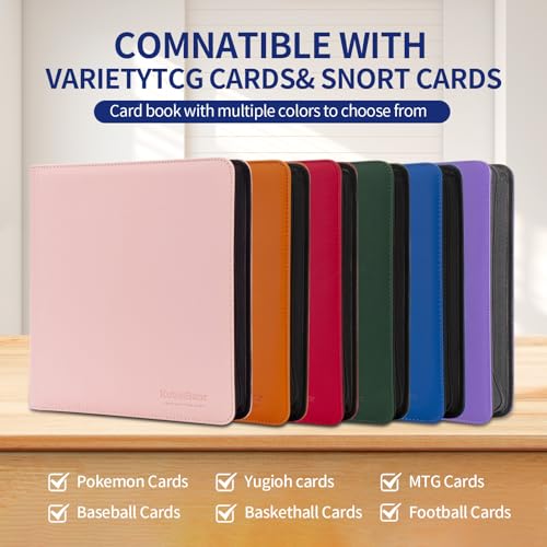 Image of Card Binder - 720 Capacity, Zippered Trading Card Holder for MTG, Sports & Collectible Cards - Acid-Free, Durable & Travel-Friendly Storage (Pink dots, 12 Pocket)