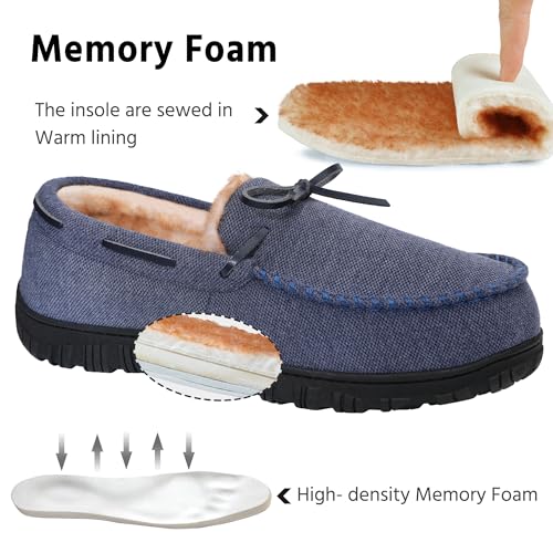Image of MIXIN Mens Slippers Indoor Outdoor Memory Foam House Shoes Anti-Slip Moccasins Slippers for Men