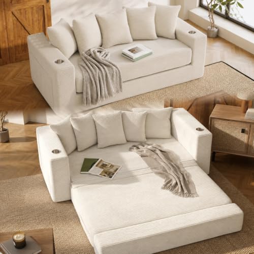 Convertible Sofa Bed with Cup Holders