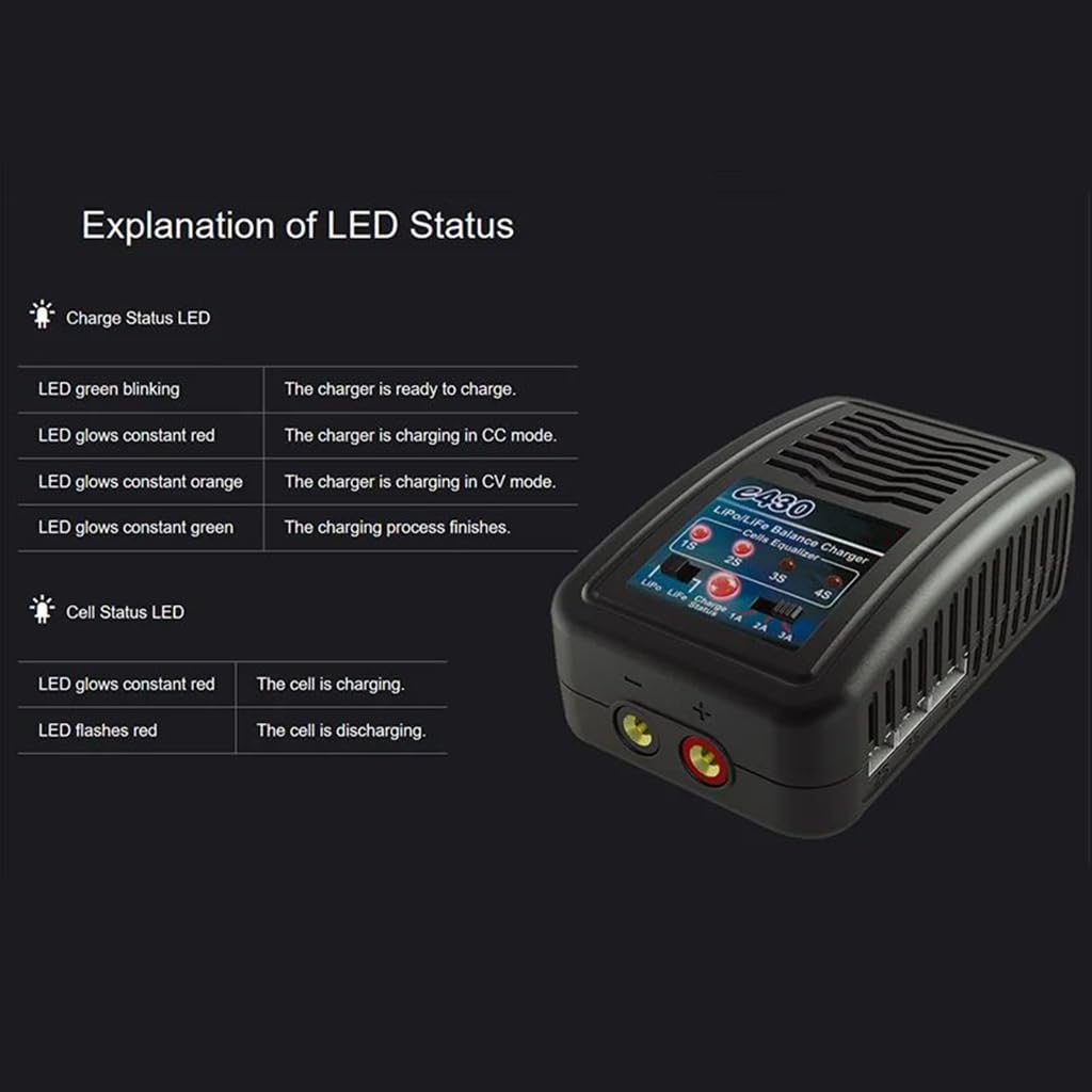 e430 2-4S LiPo Life Cargador de equilibrio de batería 3A 30W AC100V-240V para RC Car Boat Aircraft Drone Baterías Carga