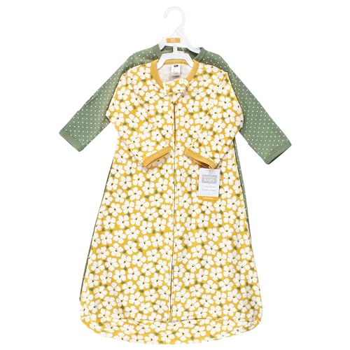 Image of Hudson Baby Unisex Baby Cotton Wearable Sleeping Bag, Sack, Blanket, Sage Floral Long Sleeve, 12-18 Months