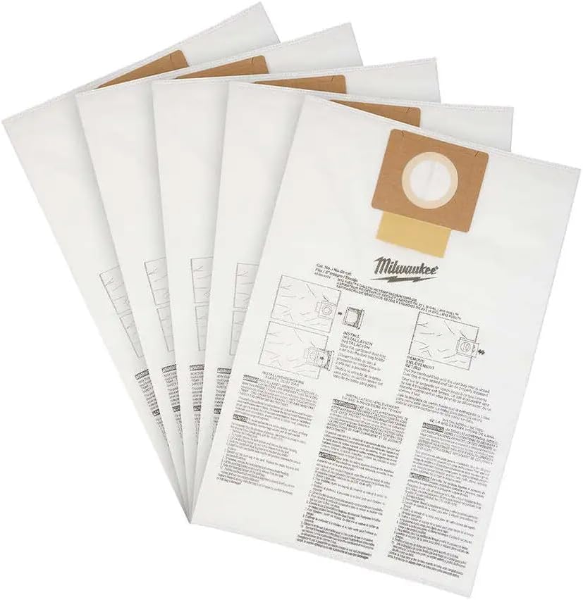 LISAN 49-90-1979 6 Gallon Vacuum Fleece Dust Bags for Milwaukee (5PC)
