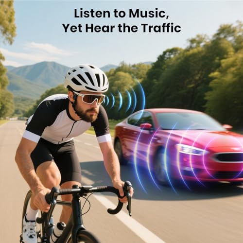Open-Ear Bluetooth Bone Conduction Sport Headphones Sweat Resistant Wireless Earphones Open Ear Earbuds Wireless Bluetooth Headset with Mic for Fitness Workouts Running,Built-in Mic,with Hair Band - image 4